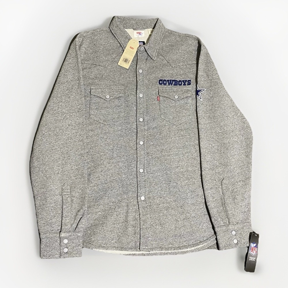 Dallas Cowboys Button Up Sweatshirt Levi's NFL Large Button Up Western Rodeo NWT
